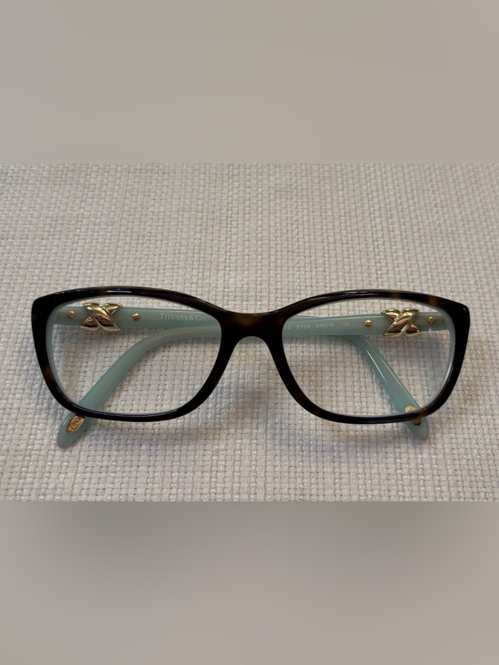 Tiffany & Co. Eyeglasses TF 2074 8134 Havana/Blue Cat Eye Frame Italy 54[]16 135